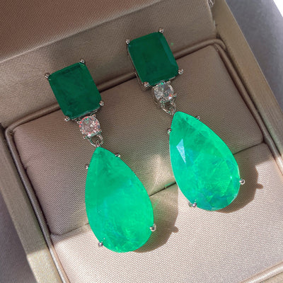 Aretes de Paraiba en Forma de Gota Esmeralda - Image 5
