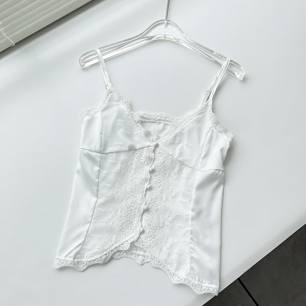 Blusa Slip Satinada Ajustada con Encaje Delicado - Image 6