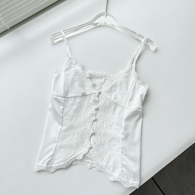 Blusa Slip Satinada Ajustada con Encaje Delicado - Image 6
