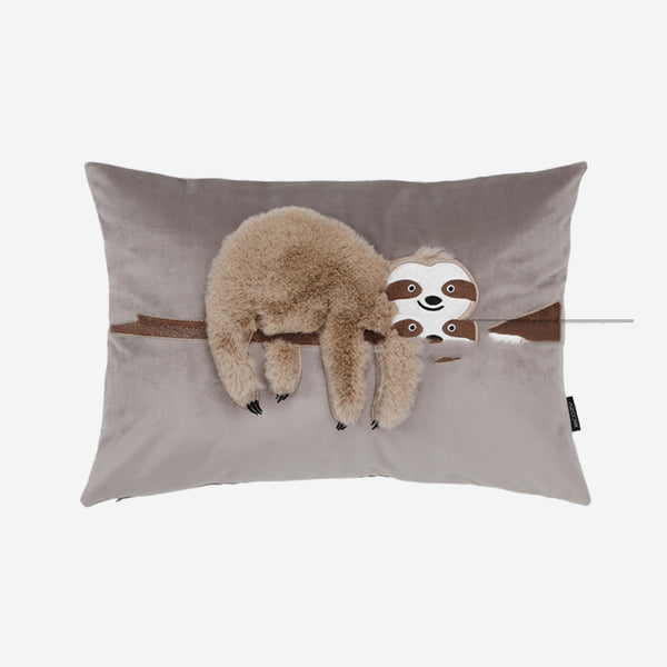 Funda de Almohada Infantil de Peluche - Diseño de Perezoso y Oveja
