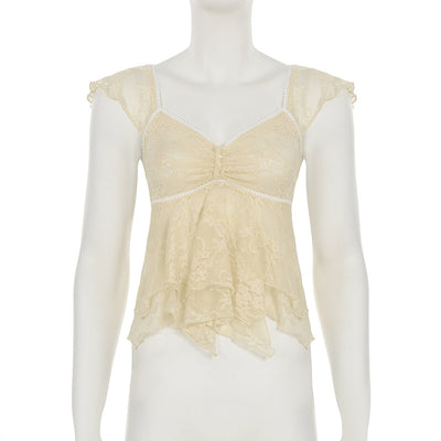 Blusa Elegante con Encaje Volantes Escote V Efecto Adelgazante - Image 12