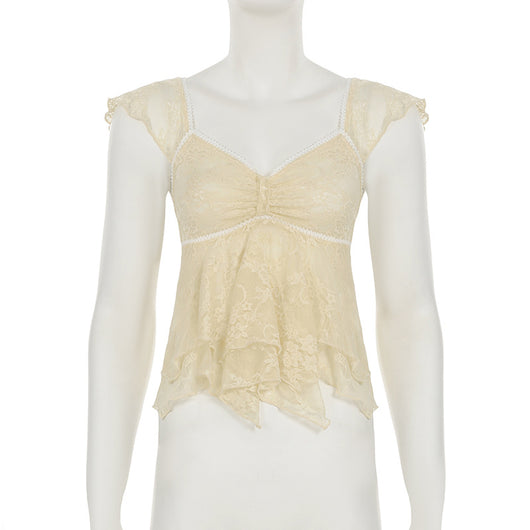Blusa Elegante con Encaje Volantes Escote V Efecto Adelgazante - Image 12