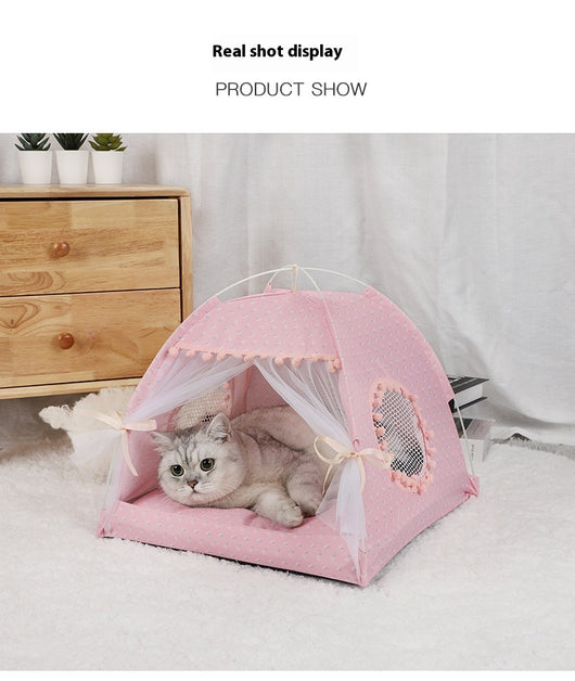 Casa Nido para Gatos Verano Semi-cerrada Plegable Carpa Mascotas - Image 17