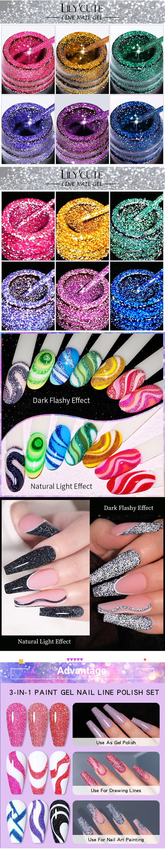 Gel de Uñas Efecto Espejo Brillante con Lentejuelas Reflectantes - Image 29