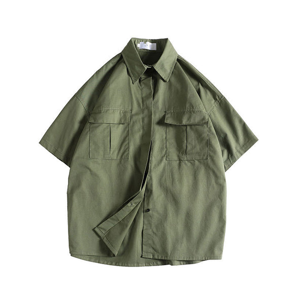Camisa de Trabajo Casual de Manga Corta para Hombre