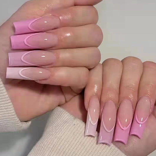 Adhesivos de Uñas Largas con Degradado Rosa - Image 6