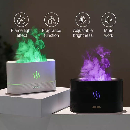 Difusor Ultrasónico con Efecto Llama LED RGB y Aromaterapia - Image 3