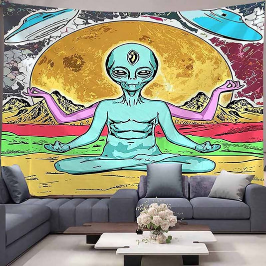 Tapiz Decorativo con Estampado Alien - Tela de Fondo para Pared