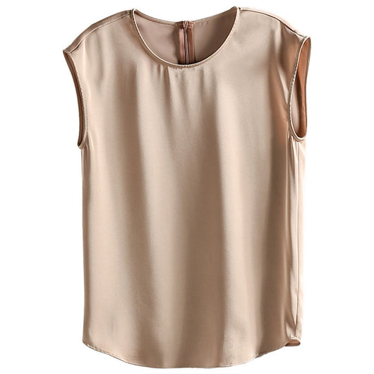 Blusa de Satén sin Mangas con Tirantes Finos - Cuello Redondo para Verano - Image 6