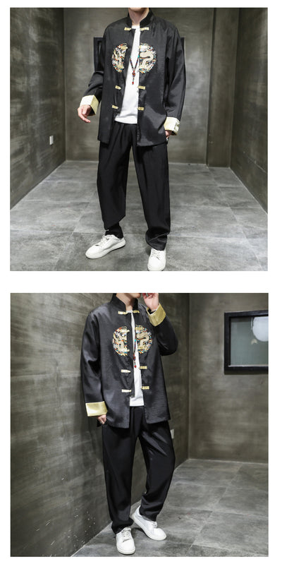 Traje Tradicional Chino Hanfu de Dos Piezas para Hombre - Image 7