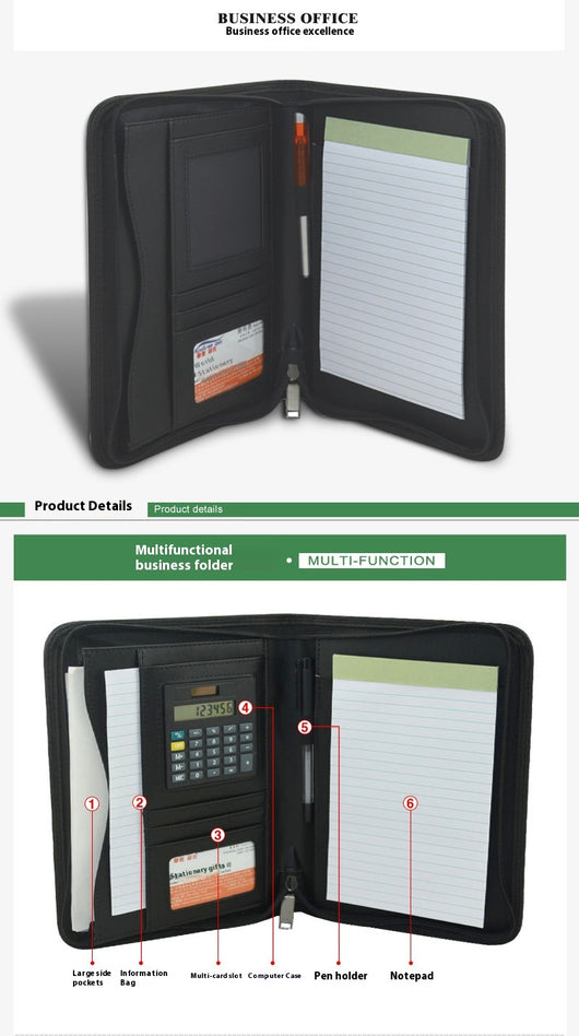 Carpeta A5 Multifuncional con Bolsa PU y Compartimento para Computadora - Image 11