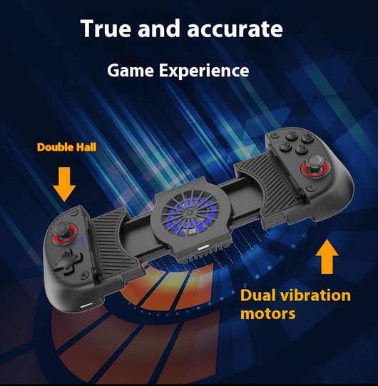 X3 stretching game controller with a blue left grip, red right grip, and a central cooling fan. - Image 12