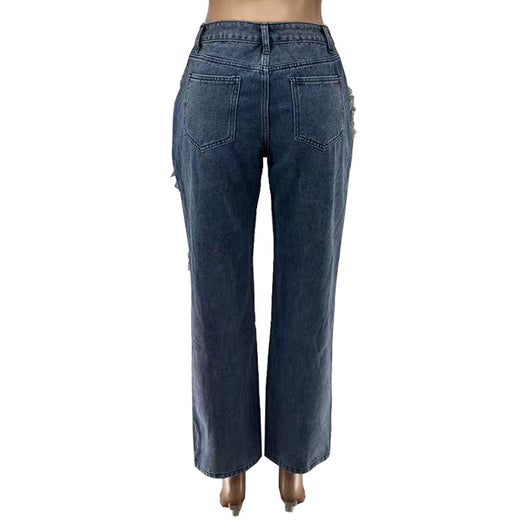 Jeans de Moda para Mujer con Bordes Deshilachados y Lavado Desgastado - Image 2