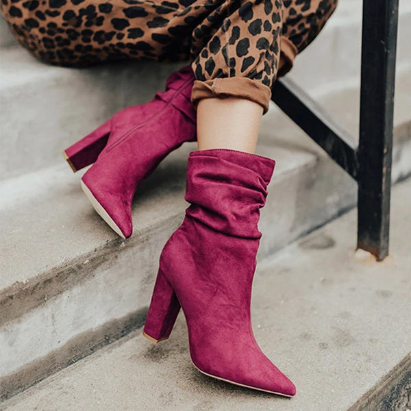 Botas Cortas Plus Size con Tacón Alto y Cierre Lateral