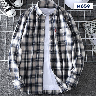Camisa de Cuadros Casual Delgada para Hombre Primavera-Otoño - Image 6