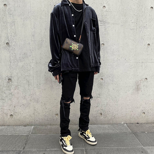 Camisa Abrigo Retro Dorado con Textura Velvet para Hombre - Image 4