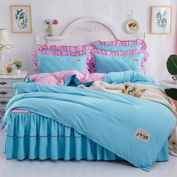 Juego Completo de Cama Acolchado Otoño-Invierno: Sábana, Cubrecama Princesa y Funda Nórdica