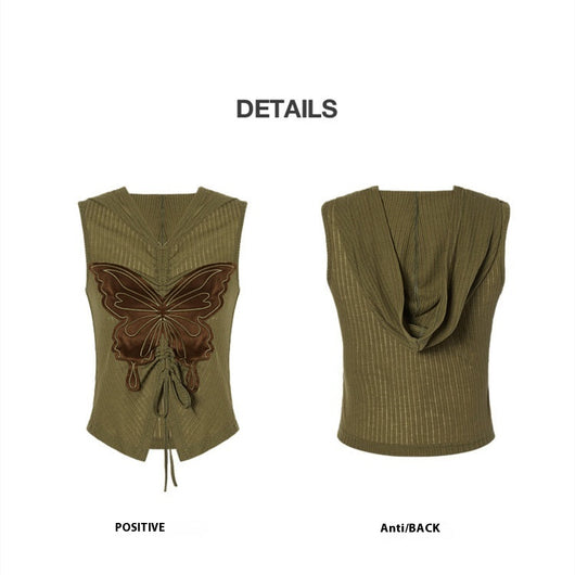 Sudadera Retro con Mariposas Bordadas y Cuello Ajustable - Image 7