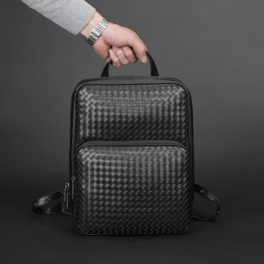 Mochila de Negocios Casual Tejida - Bolso de Viaje Minimalista para Hombre