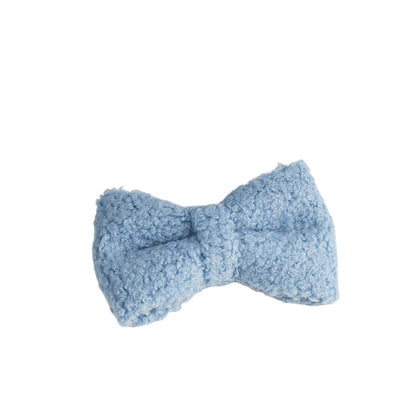 Light blue teddy bear textured dog collar and matching leash set with gold-colored hardware. - Image 8