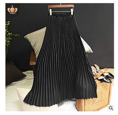 Falda Midi Cintura Alta Elástica de Gasa Liso - Image 20