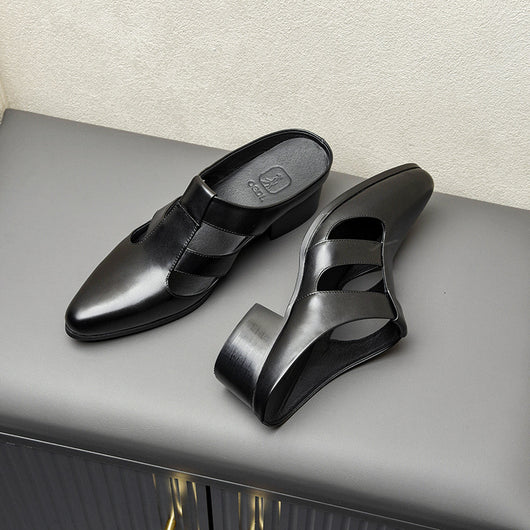Pantuflas de Cuero Auténtico para Hombre - Diseño Elegante Cerrado - Image 2