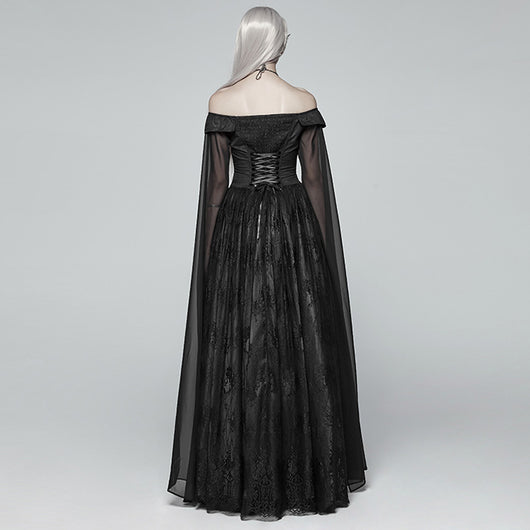 Vestido Victoria con Capa Drapeada Hombros Descubiertos - Image 10
