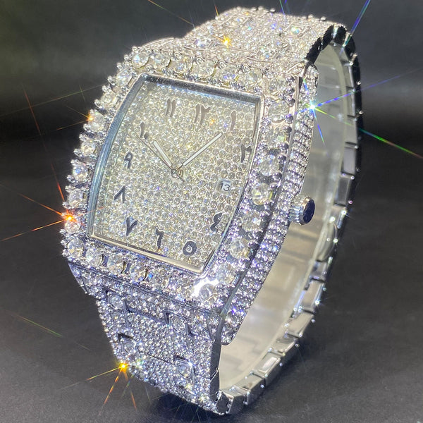 Reloj Hip Hop para Hombre con Cristales Brillantes y Movimiento de Cuarzo