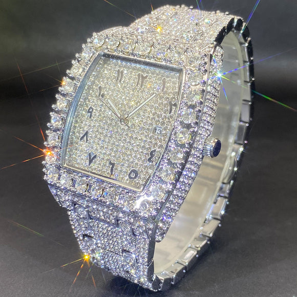 Reloj Hip Hop para Hombre con Cristales Brillantes y Movimiento de Cuarzo