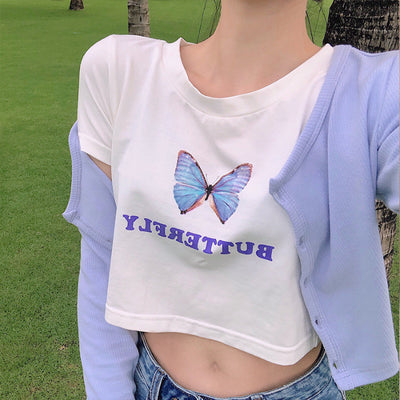 Blusa Blanca Manga Corta con Mariposas - Image 9