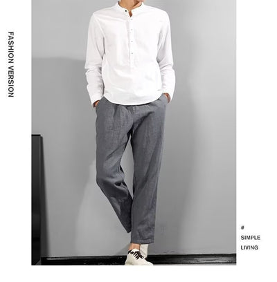 Pantalones Casuales de Lino y Algodón para Hombre - Ajuste Versátil - Image 19