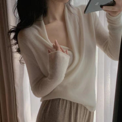 Suéter Cuello V Cruzado para Mujer - Pullover de Punto Versátil - Image 4