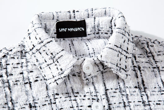 Camisa Suéter Cuadros Plateado Hombre Corte Holgado Manga Larga - Image 14
