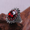 Anillo de Granate Rojo Corte Facetado para Mujer