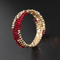 Pigeon Blood Ruby Ring Female 18K Dorado Treasure Double-layer Tail Ring Elastic Model Ruby Three layers