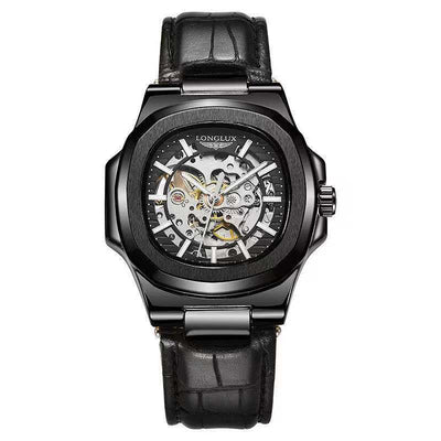 Reloj Mecánico Impermeable para Hombre con Correa de Cuero Barril - Image 5