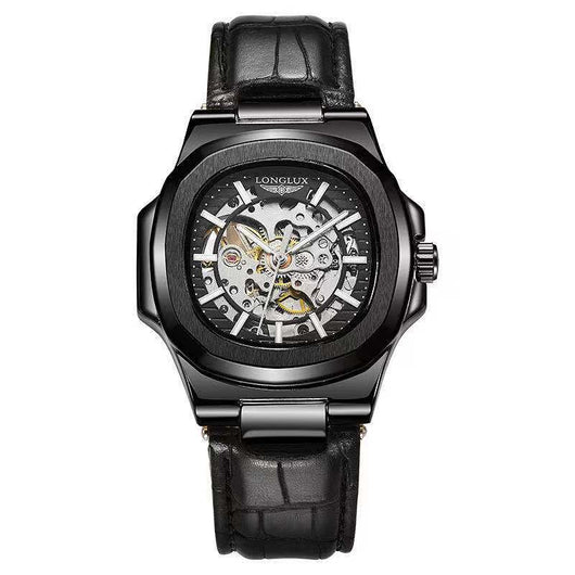 Reloj Mecánico Impermeable para Hombre con Correa de Cuero Barril - Image 5
