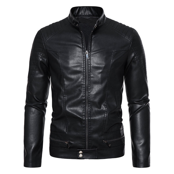 Chaqueta de Cuero PU para Hombre con Detalles de Cremallera