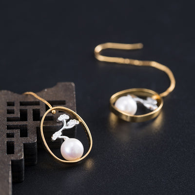 Aretes de Perla de Agua Dulce Plata 925 Estilo Retro - Image 10
