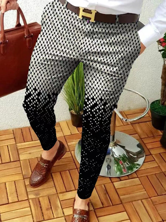 Pantalones Casuales de Contraste Abstracto con Micro-elasticidad - Image 38