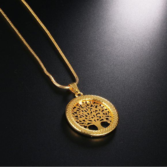 Collar Árbol de la Vida Cadena Larga Cristal Colgante Suéter