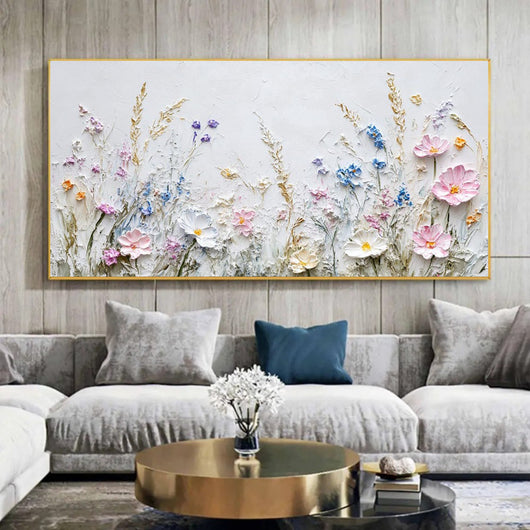 Cuadro Decorativo Flores 3D con Técnica Paleta - Arte Moderno para Sala de Estar - Image 2