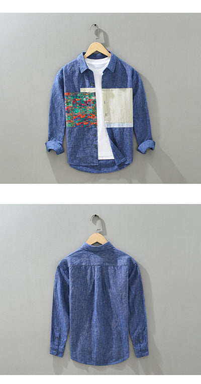 Camisa Holgada Hombre Joven Diseño Casual en Algodón y Lino - Image 18