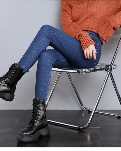 Jeans Cintura Alta Gris Ahumado con Acolchado de Terciopelo - Image 15