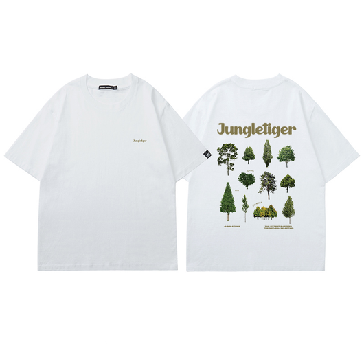 Camiseta Holgada con Estampado Botánico Cuello Redondo Manga Corta - Image 8