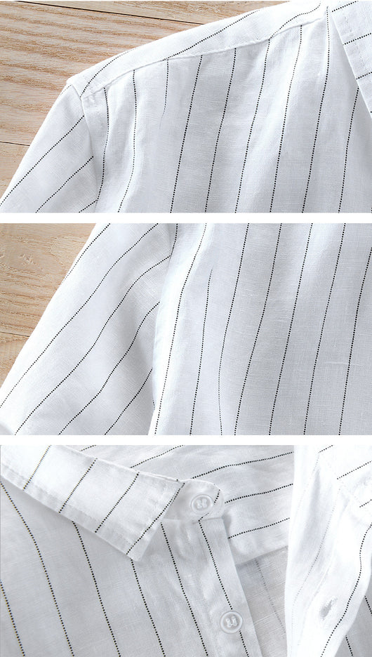 Camisa Manga Corta a Rayas para Hombre - Image 13