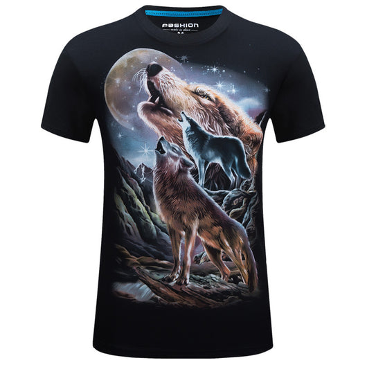 Playera con Diseño 3D de Lobo Feroz