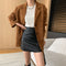 Blazer Suelto Estilo Vintage en Gamuza Sintética