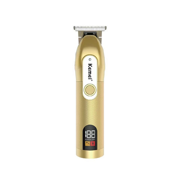 Dark gray Kemei electric hair clipper with a digital display showing "188 POWER LEFT" and a textured grip. - Image 5
