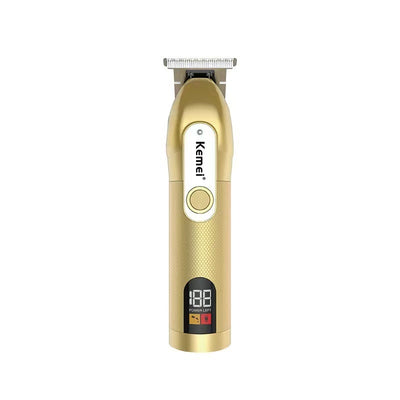 Dark gray Kemei electric hair clipper with a digital display showing "188 POWER LEFT" and a textured grip. - Image 5